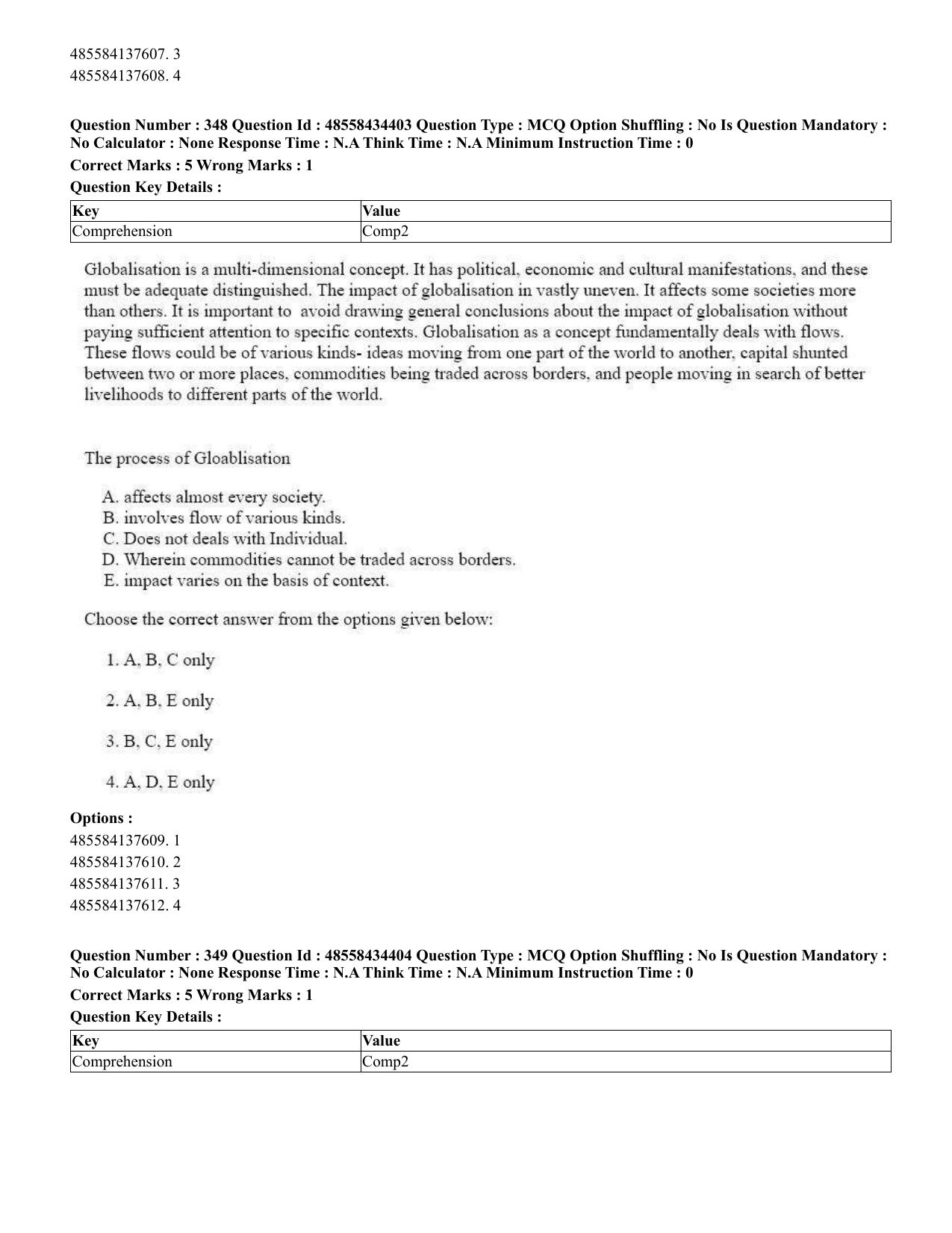 CUET 2023 English Bengali Shift 3 Question Paper - 18 June 2023 - Page 310