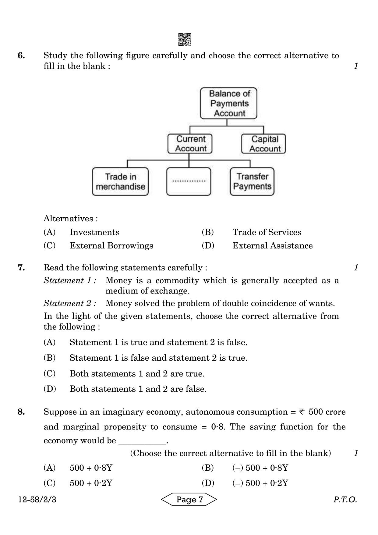 CBSE Class 12 58-2-3 Economics 2024 Question Paper - Page 7