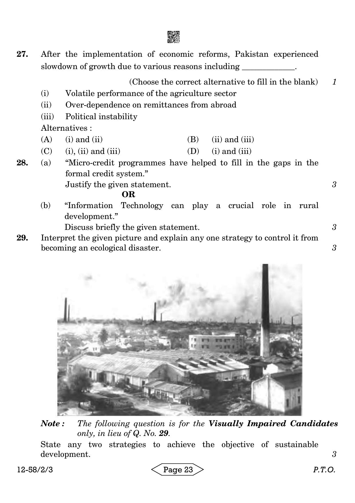 CBSE Class 12 58-2-3 Economics 2024 Question Paper - Page 23