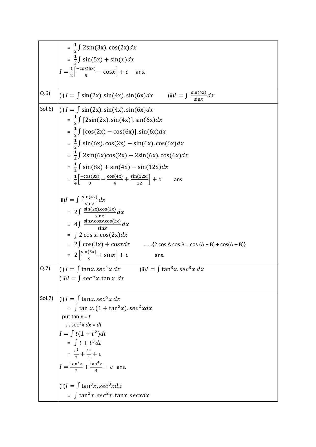 CBSE Worksheets for Class 12 Maths Integration Assignment 1 - Page 3