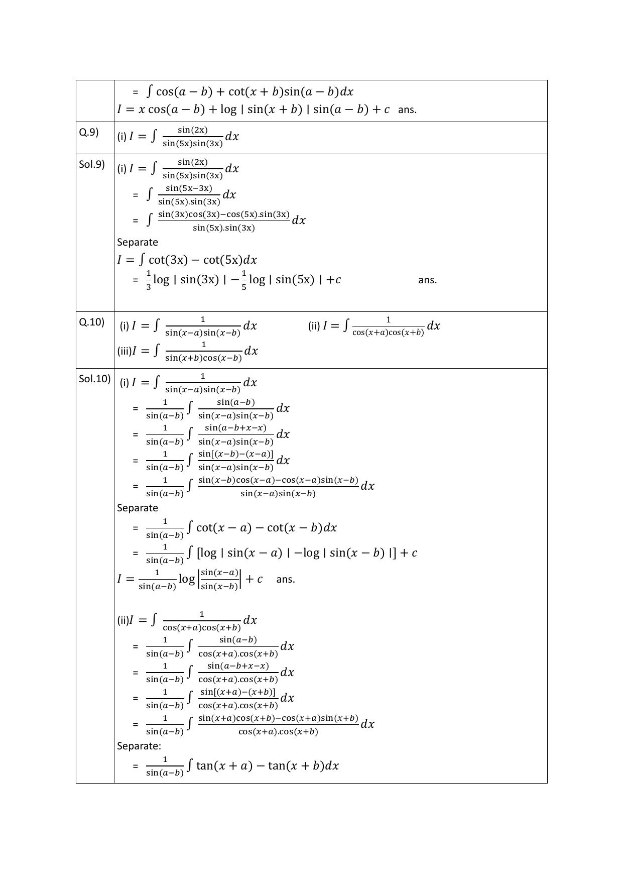 CBSE Worksheets for Class 12 Maths Integration Assignment 1 - Page 5