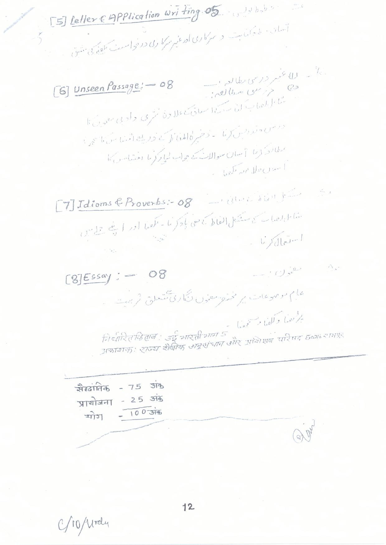 CGBSE Class 10th Syllabus 2021-2022 -  Urdu - Page 2