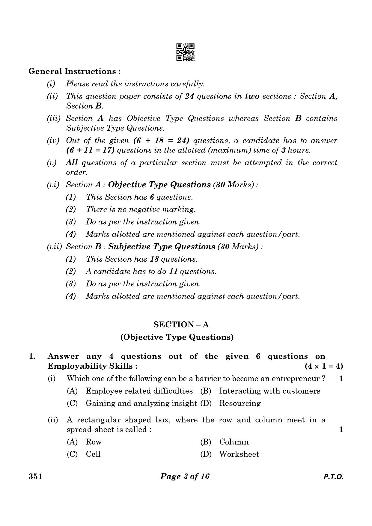CBSE Class 12 351_Air Conditioning And Refrigeration 2023 Question Paper - Page 3