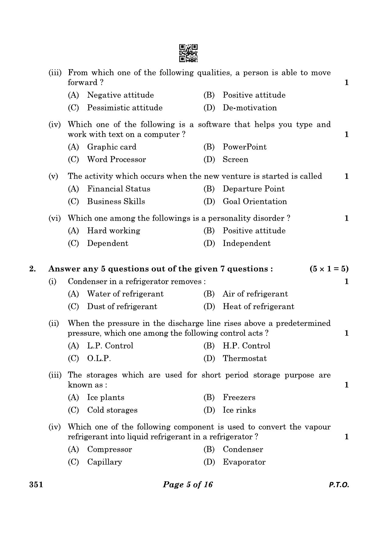 CBSE Class 12 351_Air Conditioning And Refrigeration 2023 Question Paper - Page 5