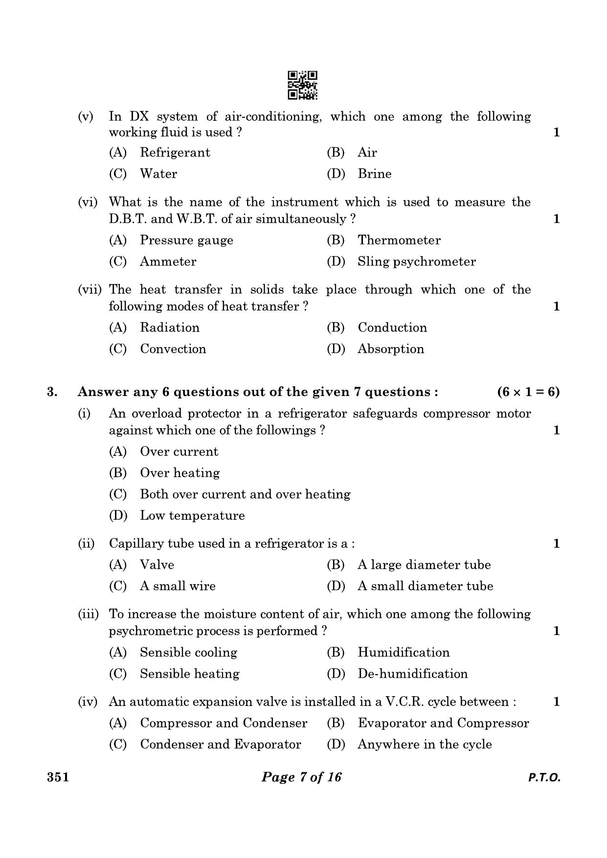 CBSE Class 12 351_Air Conditioning And Refrigeration 2023 Question Paper - Page 7