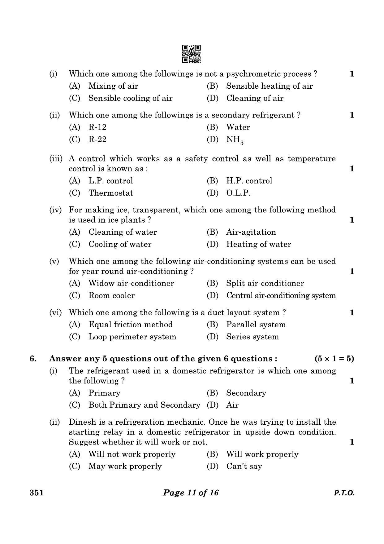 CBSE Class 12 351_Air Conditioning And Refrigeration 2023 Question Paper - Page 11