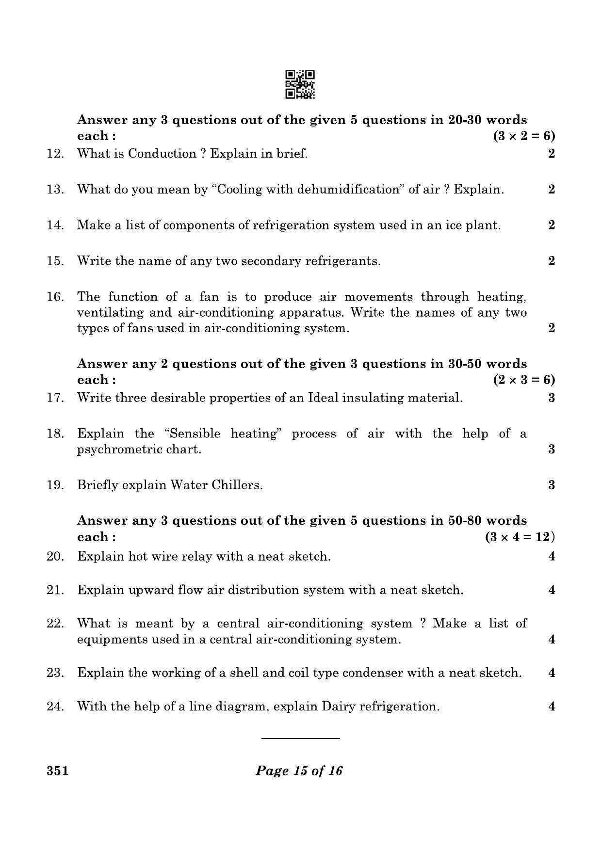 CBSE Class 12 351_Air Conditioning And Refrigeration 2023 Question Paper - Page 15
