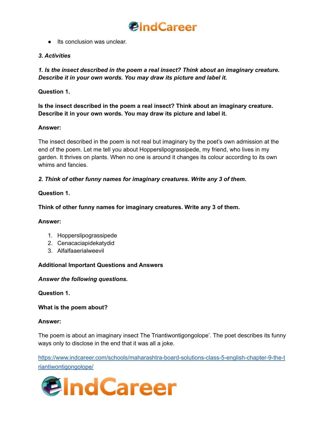 Maharashtra Board Solutions Class 5-English: Chapter 9- The Triantiwontigongolope - Page 3