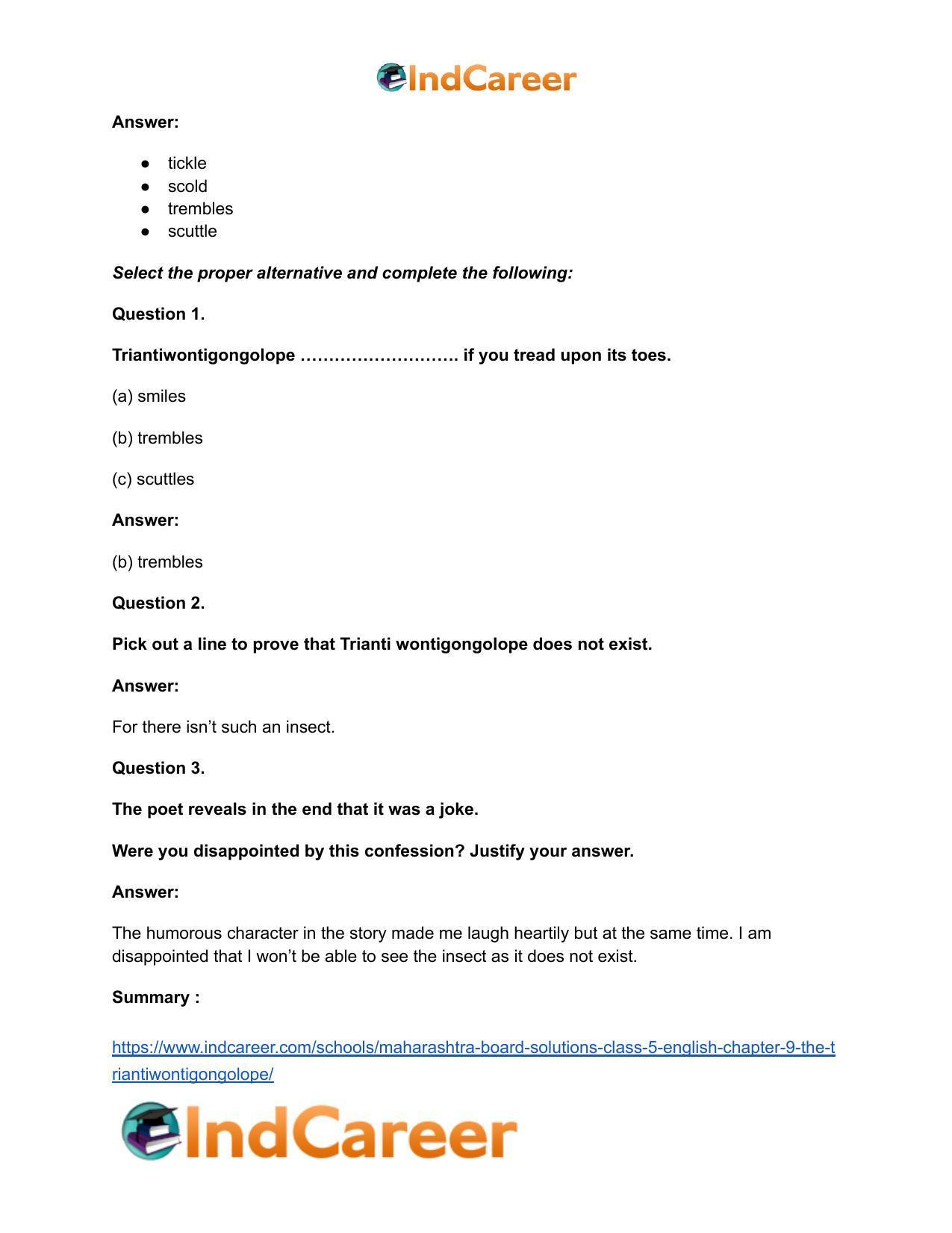 Maharashtra Board Solutions Class 5-English: Chapter 9- The Triantiwontigongolope - Page 7