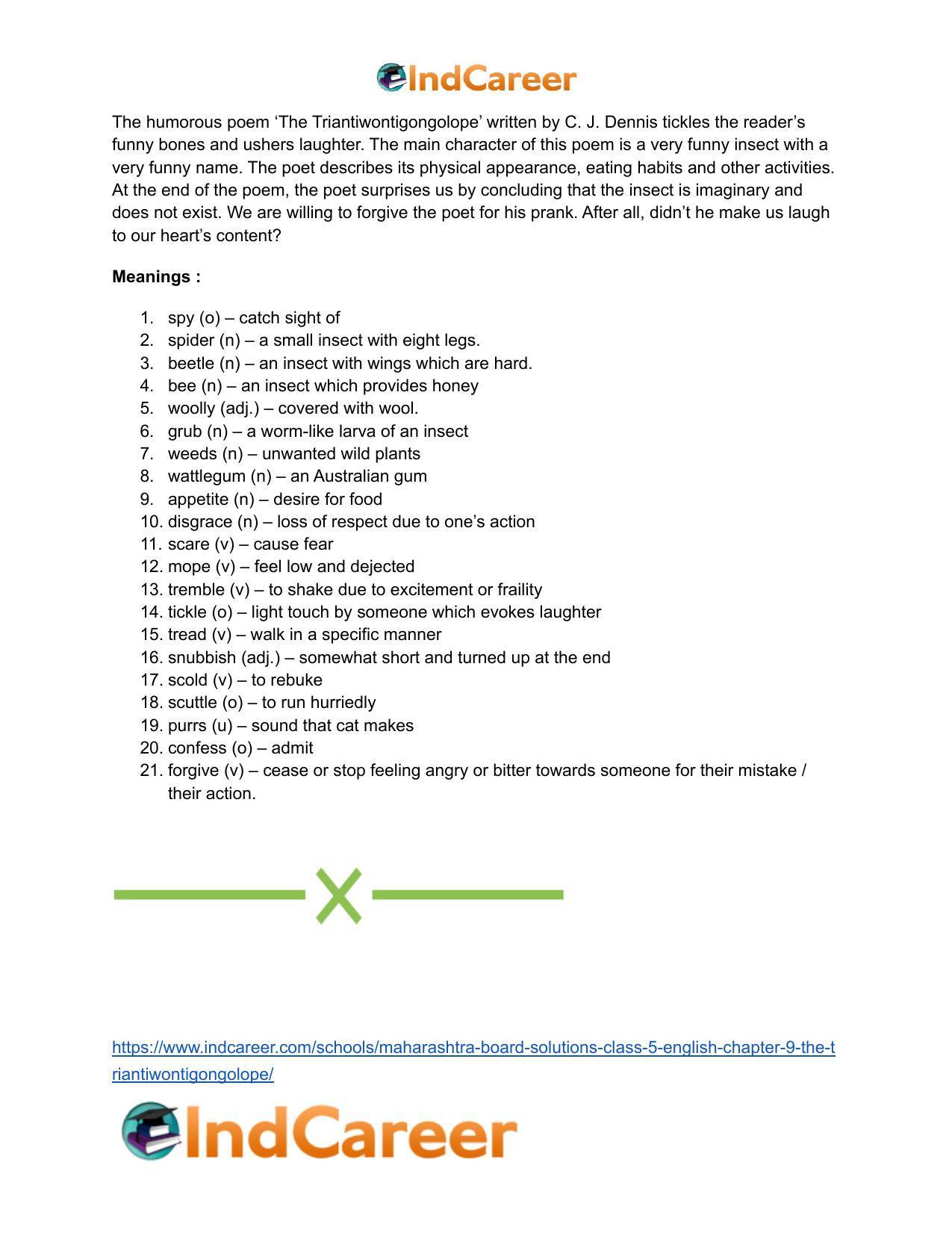 Maharashtra Board Solutions Class 5-English: Chapter 9- The Triantiwontigongolope - Page 8