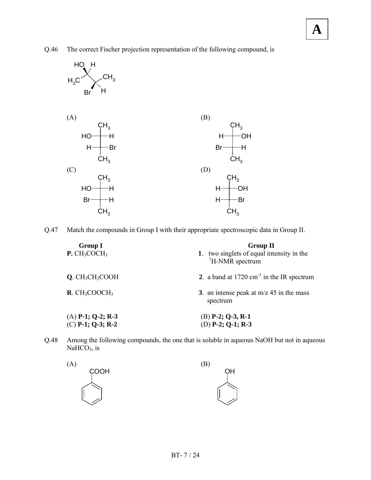 JAM 2012: BT Question Paper - Page 9