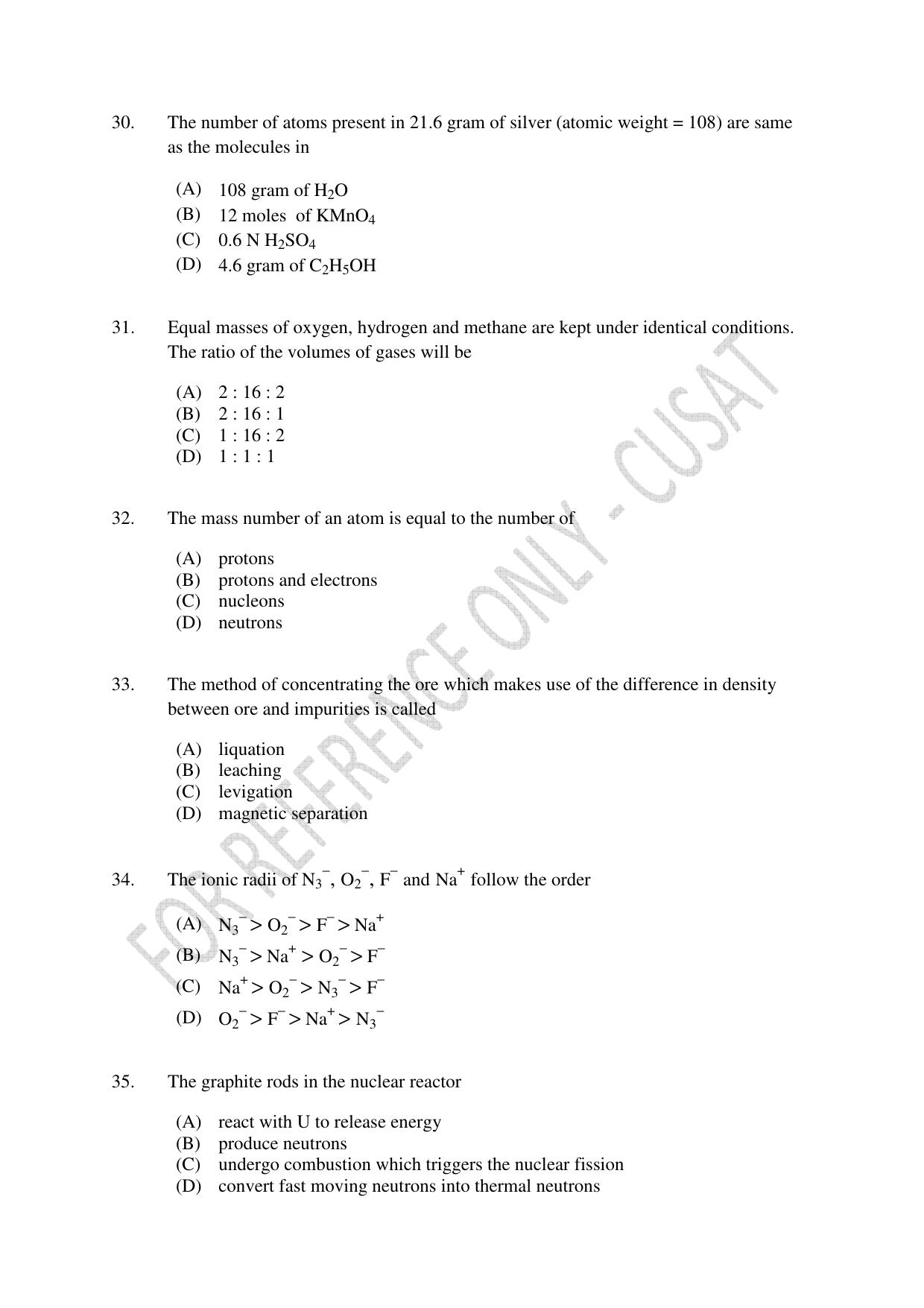 CUSAT CAT 2023 BIOTECHNOLOGY Question Paper - Page 6