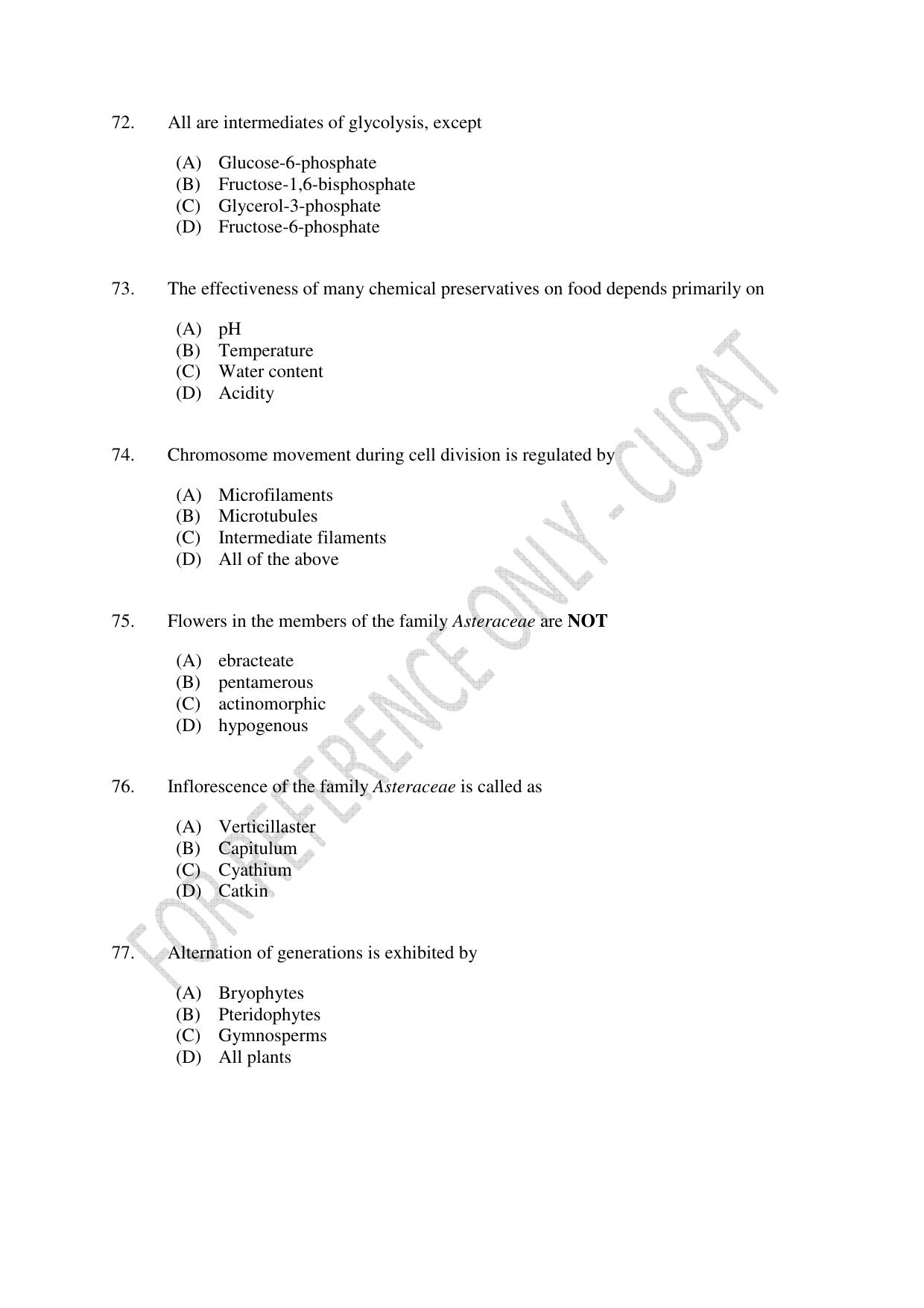 CUSAT CAT 2023 BIOTECHNOLOGY Question Paper - Page 13