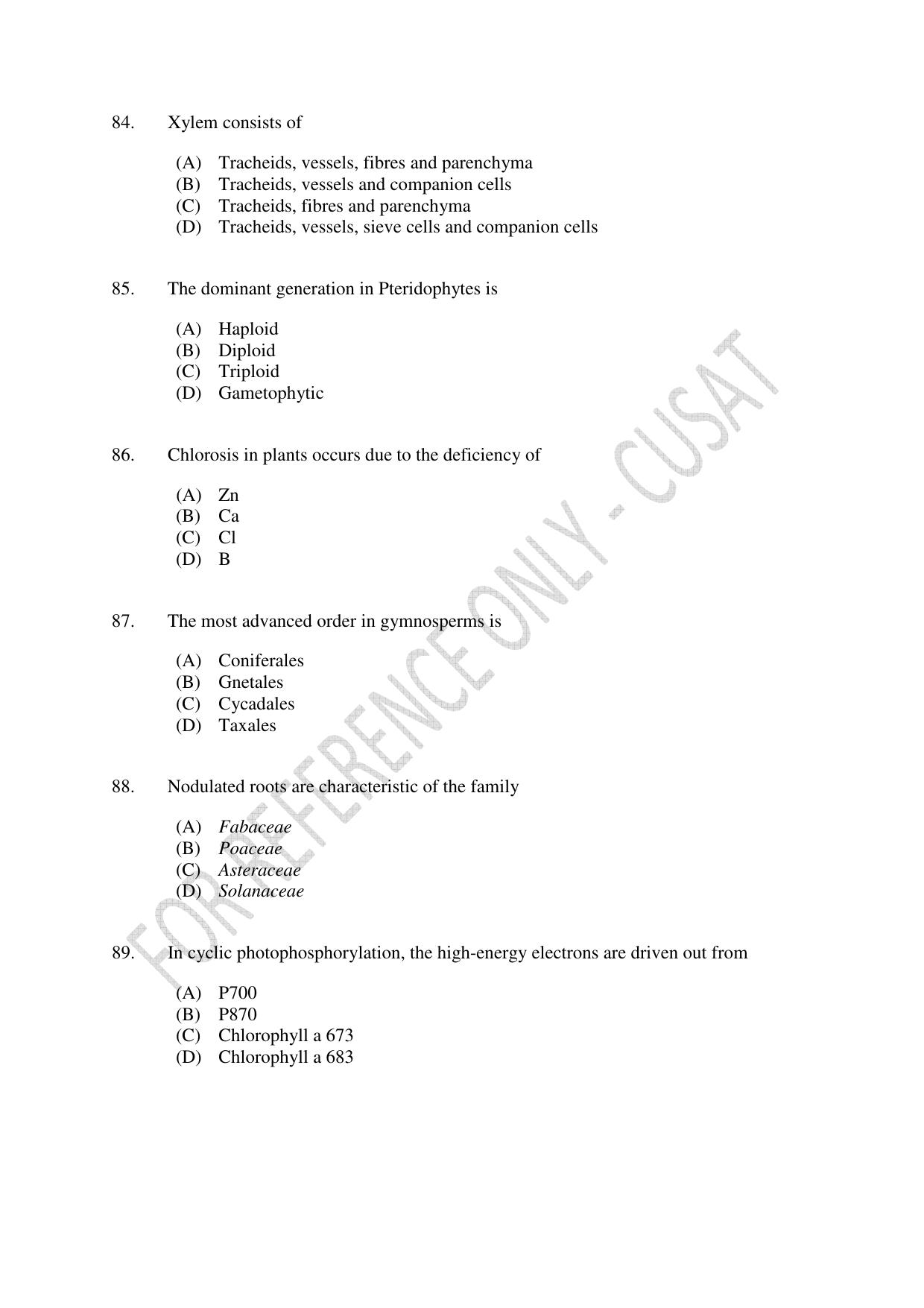 CUSAT CAT 2023 BIOTECHNOLOGY Question Paper - Page 15