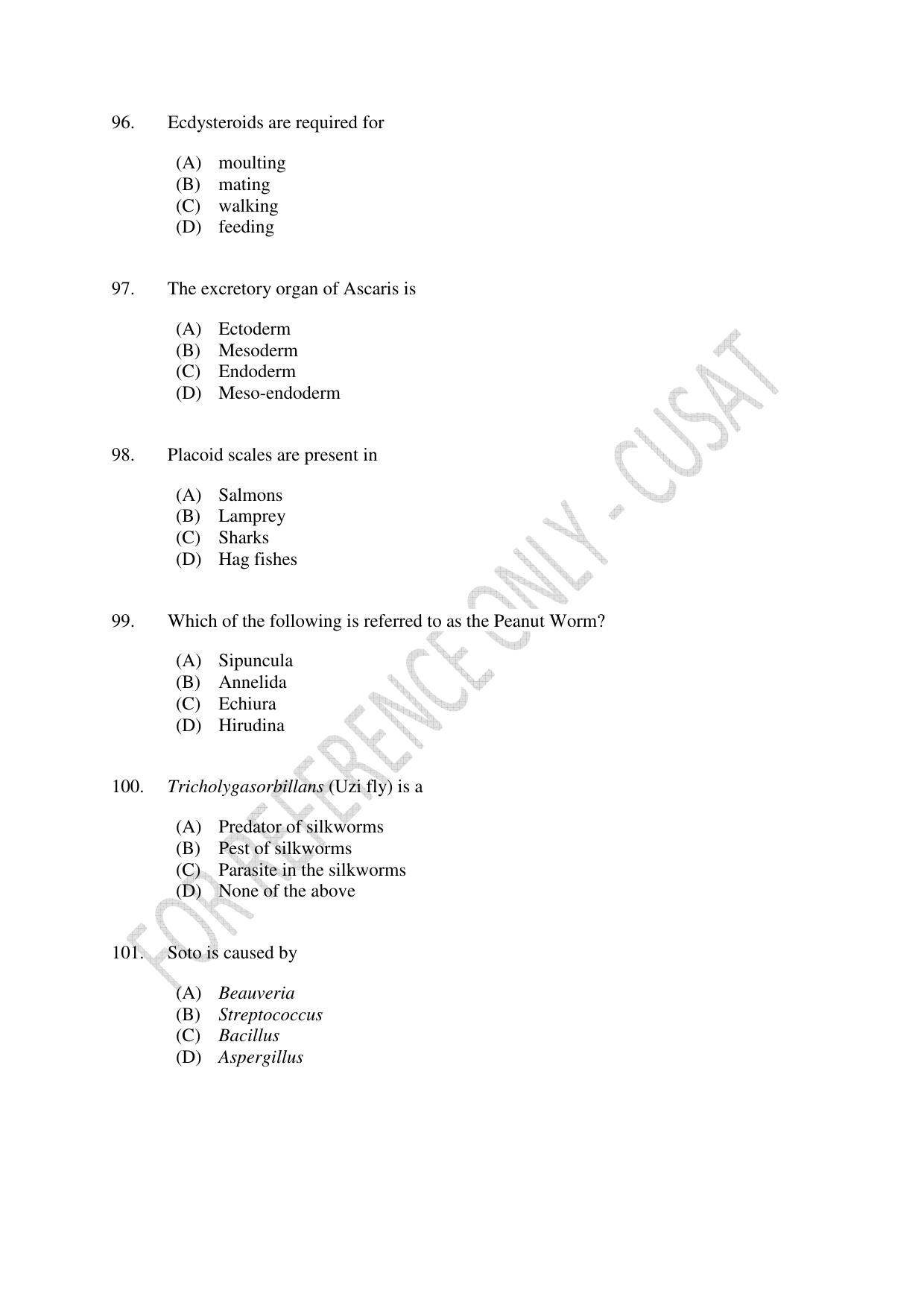 CUSAT CAT 2023 BIOTECHNOLOGY Question Paper - Page 17