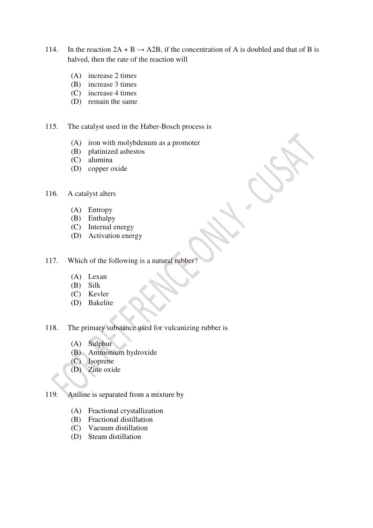 CUSAT CAT 2023 BIOTECHNOLOGY Question Paper - Page 20
