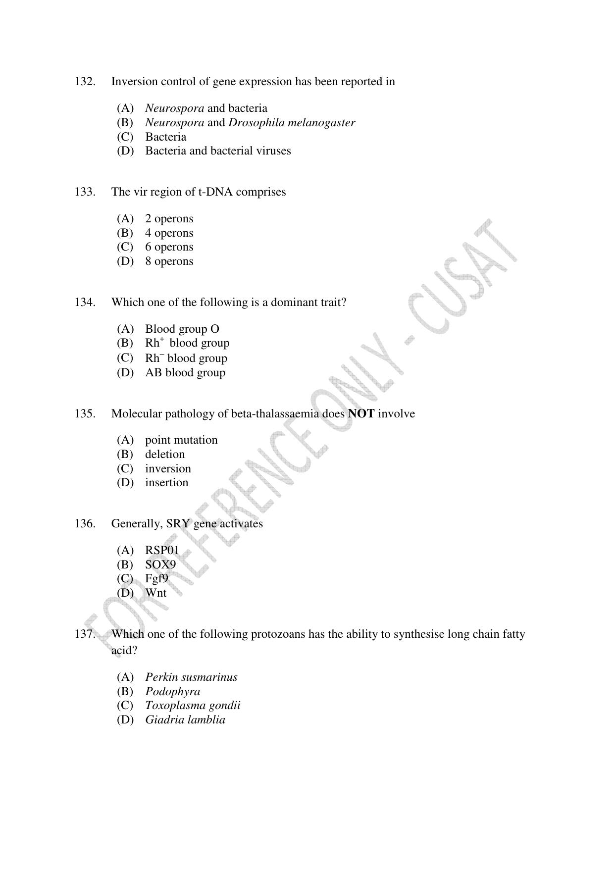 CUSAT CAT 2023 BIOTECHNOLOGY Question Paper - Page 23