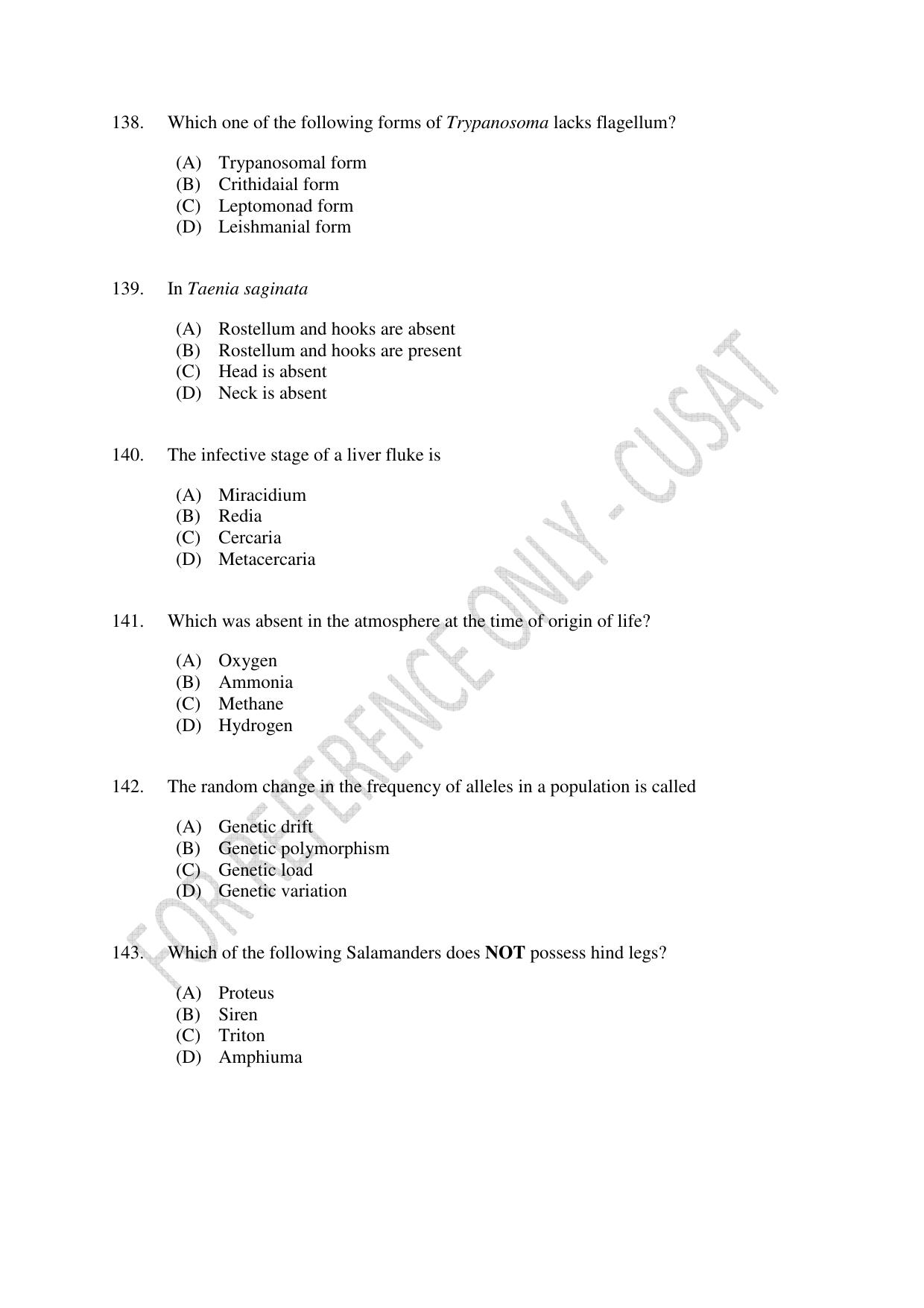 CUSAT CAT 2023 BIOTECHNOLOGY Question Paper - Page 24