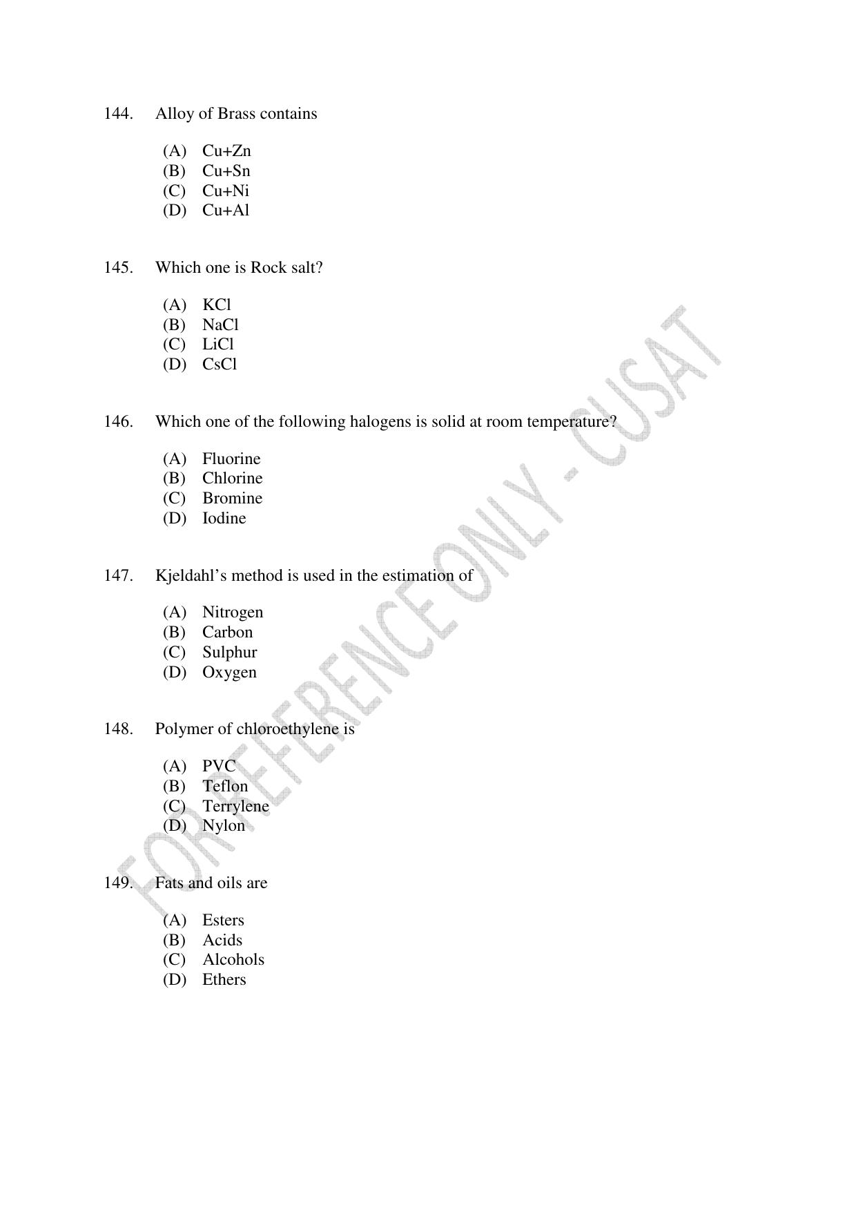 CUSAT CAT 2023 BIOTECHNOLOGY Question Paper - Page 25