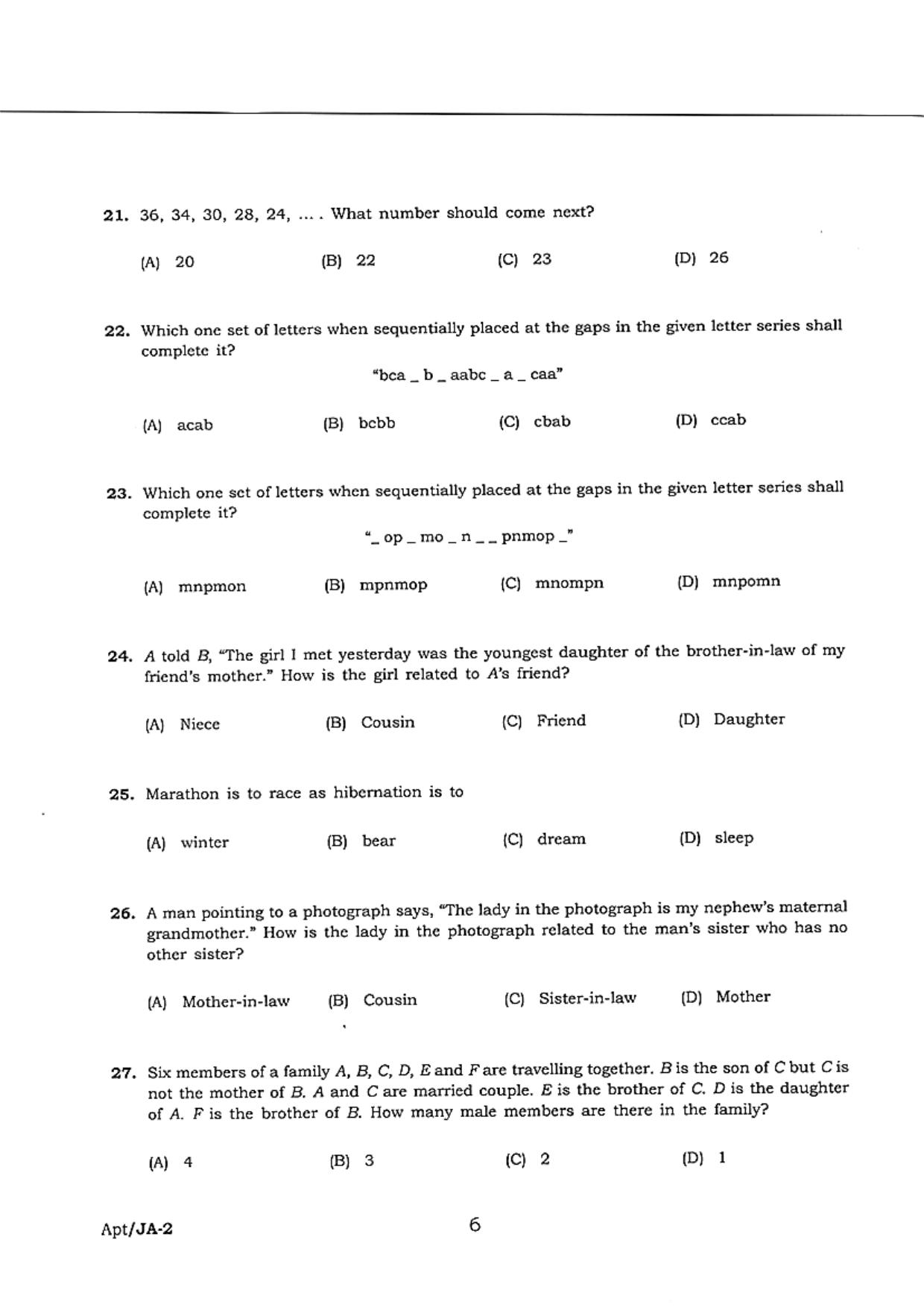 WB JECA 2018 Aptitude Question Paper - Page 6