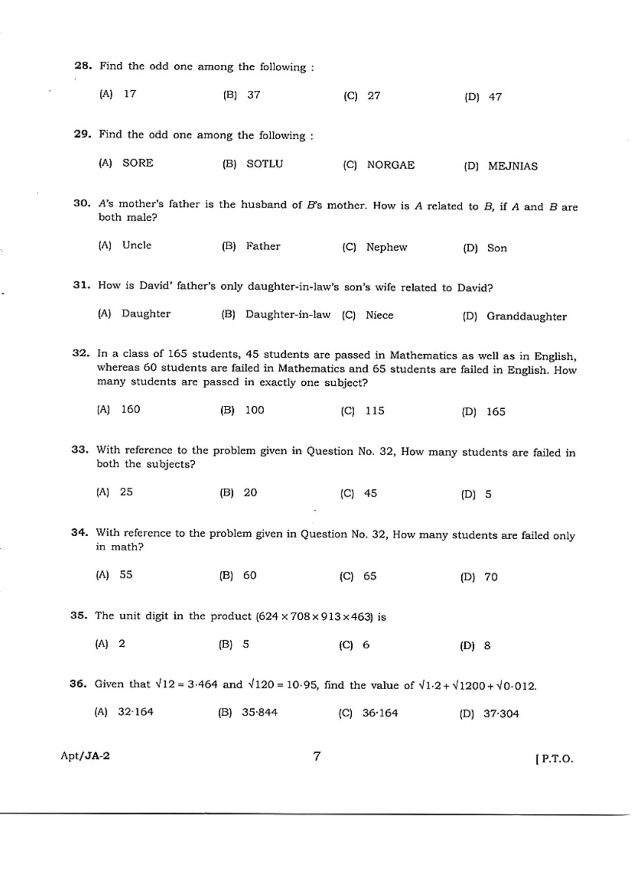 WB JECA 2018 Aptitude Question Paper - Page 7