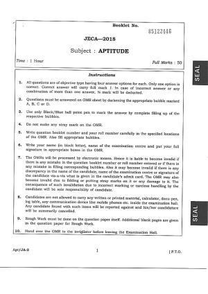 WB JECA 2018 Aptitude Question Paper