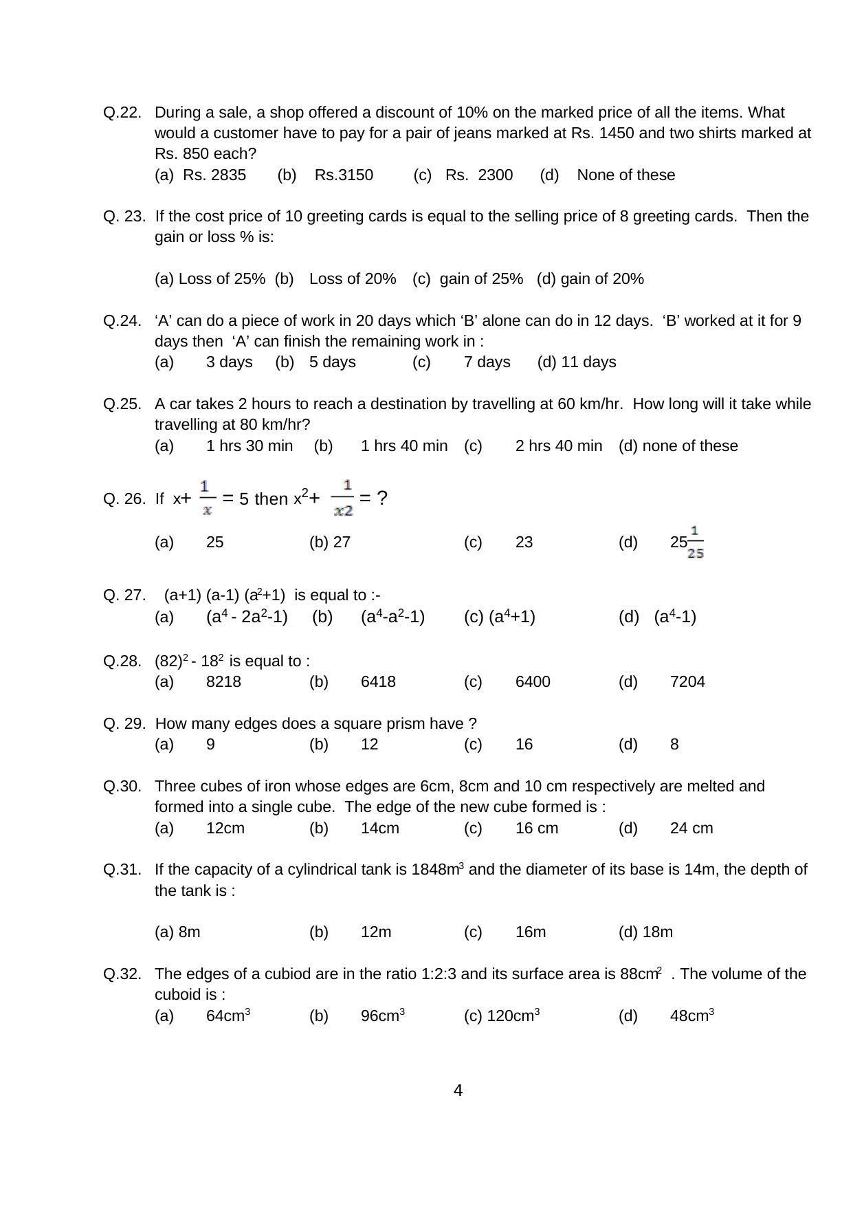 AISSEE 2018 Class IX Question Paper I - English - Page 4