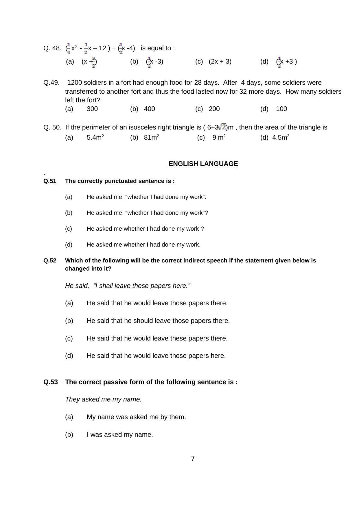 AISSEE 2018 Class IX Question Paper I - English - Page 7