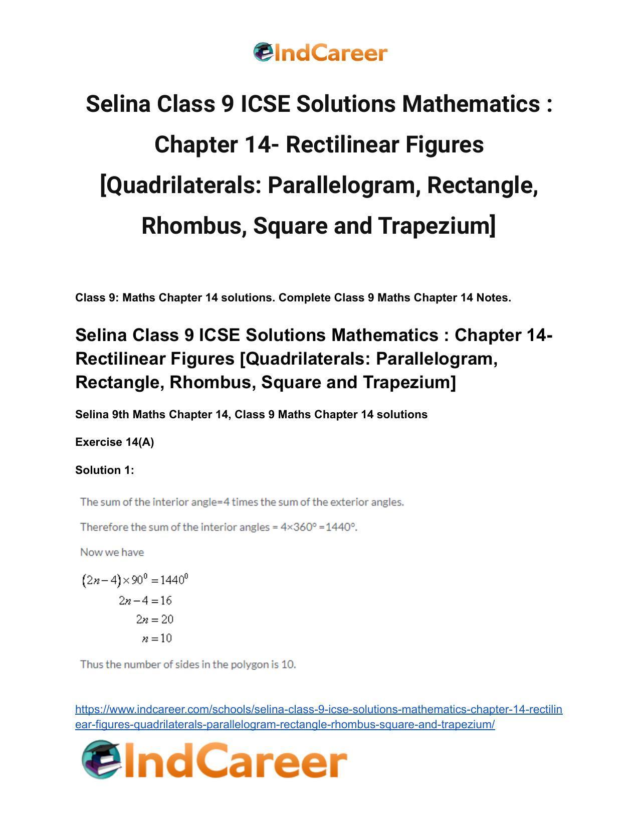 Selina Class 9 ICSE Solutions Mathematics : Chapter 14- Rectilinear Figures [Quadrilaterals: Parallelogram, Rectangle, Rhombus, Square and Trapezium] - Page 2