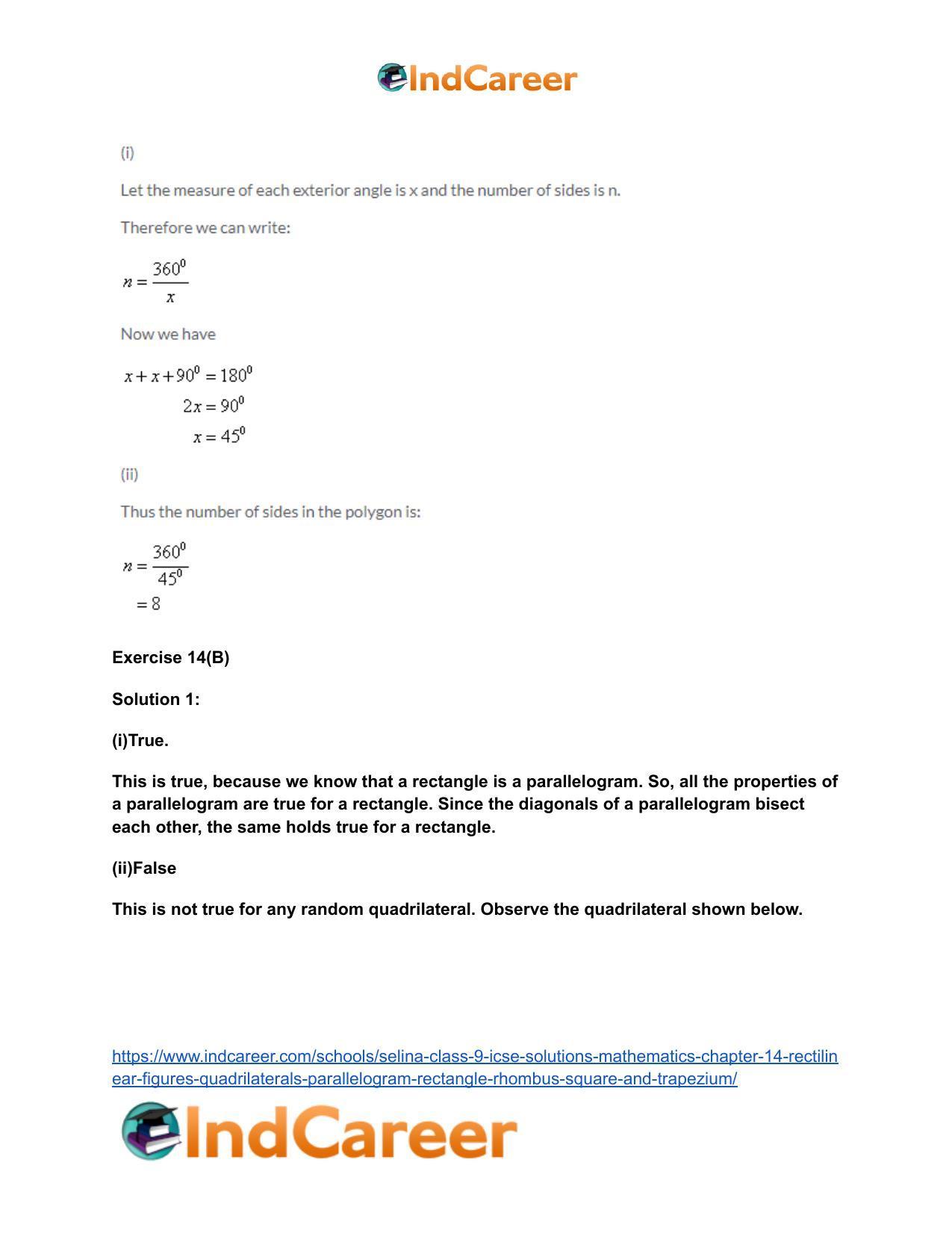 Selina Class 9 ICSE Solutions Mathematics : Chapter 14- Rectilinear Figures [Quadrilaterals: Parallelogram, Rectangle, Rhombus, Square and Trapezium] - Page 9