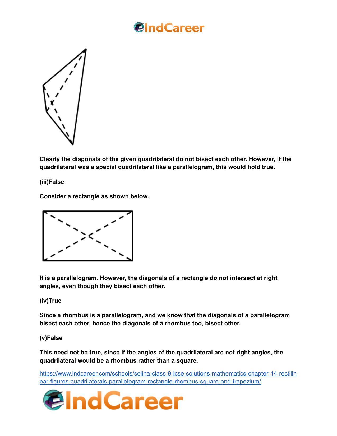 Selina Class 9 ICSE Solutions Mathematics : Chapter 14- Rectilinear Figures [Quadrilaterals: Parallelogram, Rectangle, Rhombus, Square and Trapezium] - Page 10