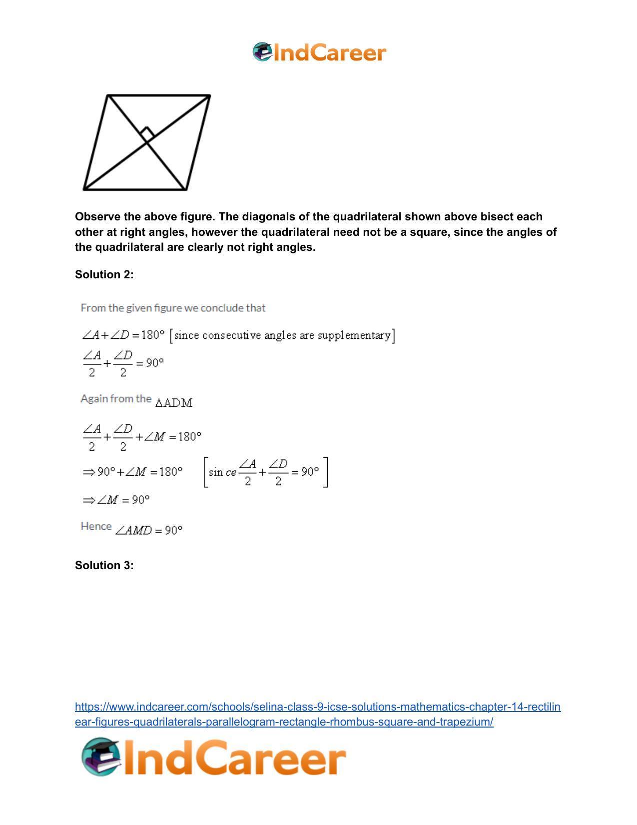 Selina Class 9 ICSE Solutions Mathematics : Chapter 14- Rectilinear Figures [Quadrilaterals: Parallelogram, Rectangle, Rhombus, Square and Trapezium] - Page 12