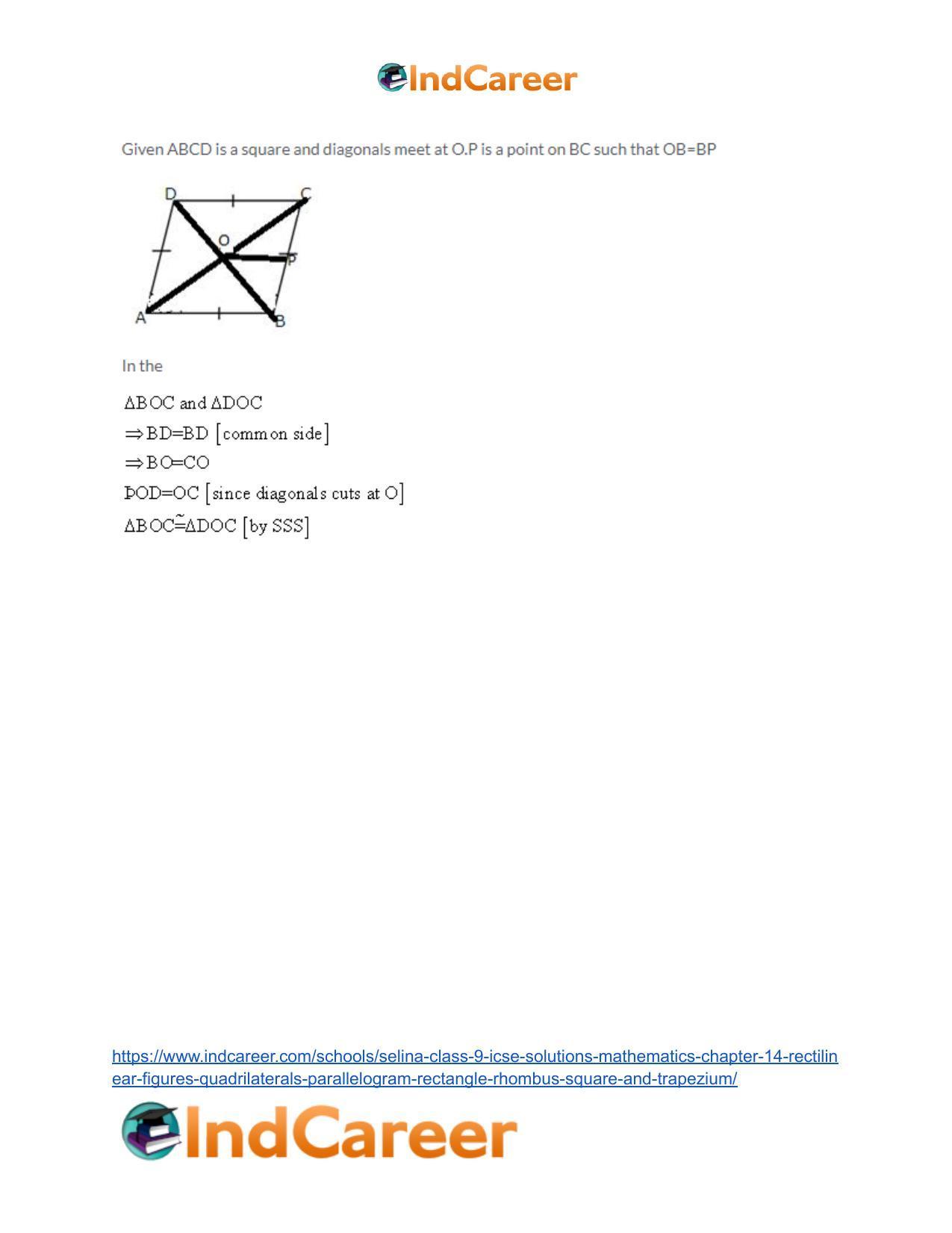 Selina Class 9 ICSE Solutions Mathematics : Chapter 14- Rectilinear Figures [Quadrilaterals: Parallelogram, Rectangle, Rhombus, Square and Trapezium] - Page 15