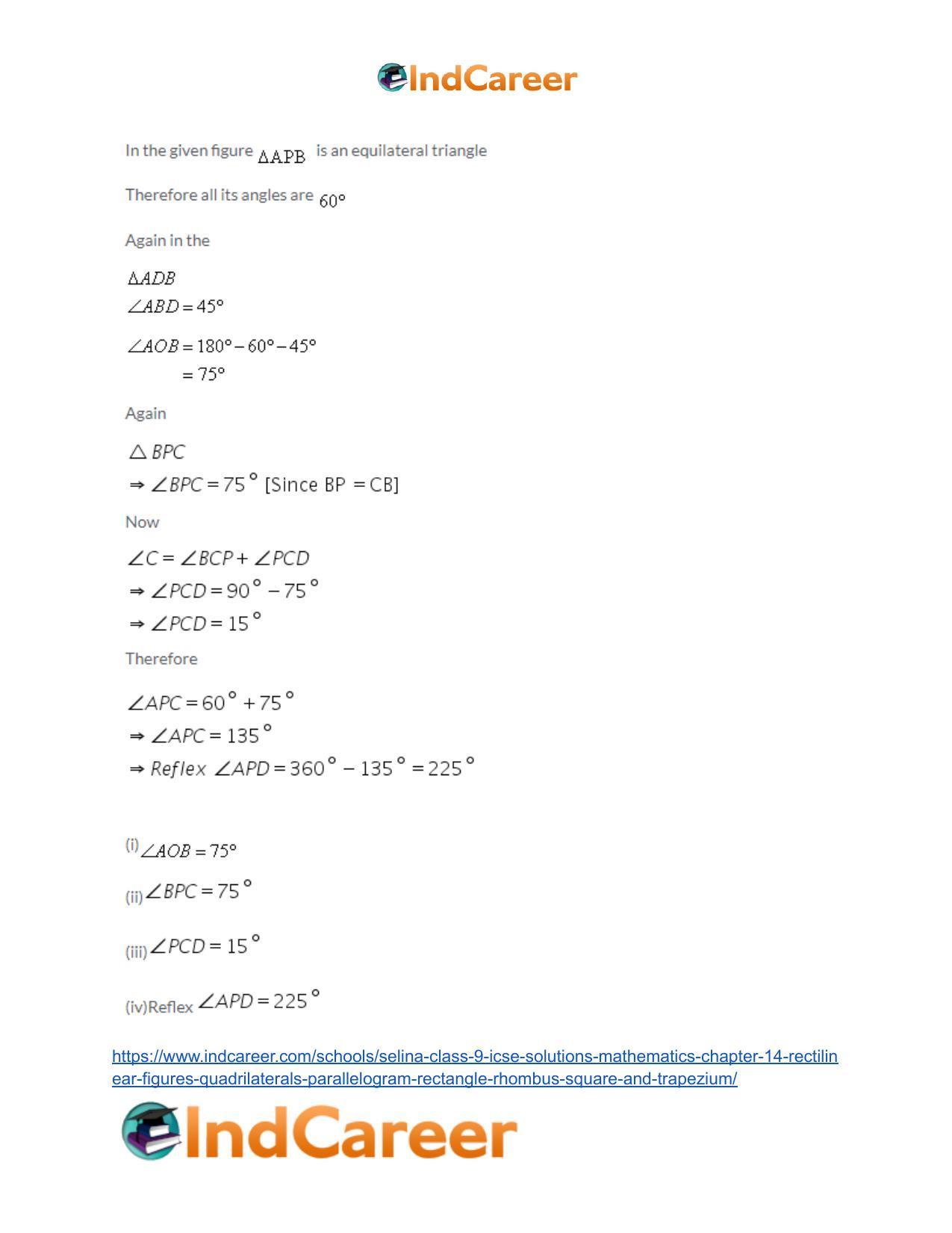 Selina Class 9 ICSE Solutions Mathematics : Chapter 14- Rectilinear Figures [Quadrilaterals: Parallelogram, Rectangle, Rhombus, Square and Trapezium] - Page 18
