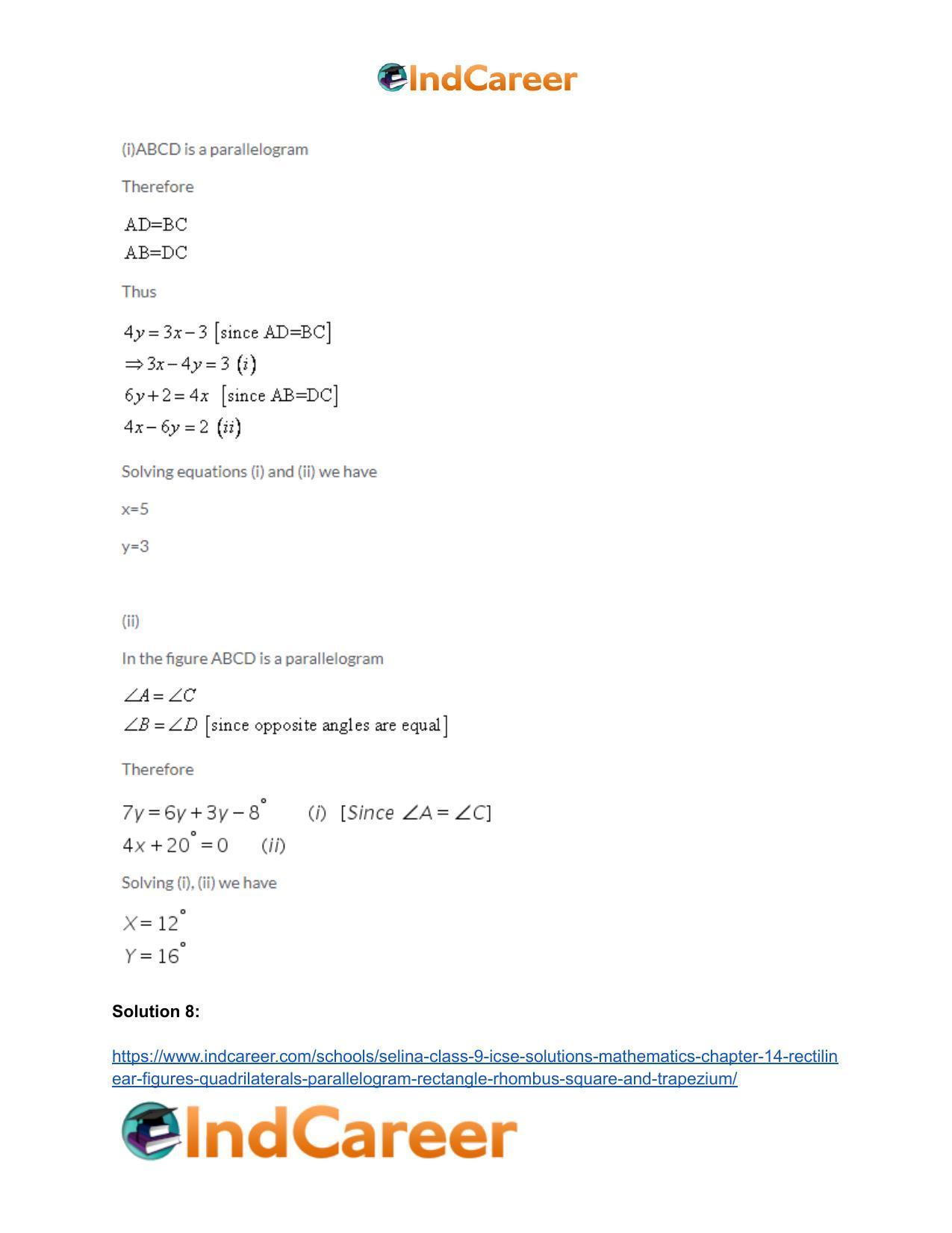 Selina Class 9 ICSE Solutions Mathematics : Chapter 14- Rectilinear Figures [Quadrilaterals: Parallelogram, Rectangle, Rhombus, Square and Trapezium] - Page 21