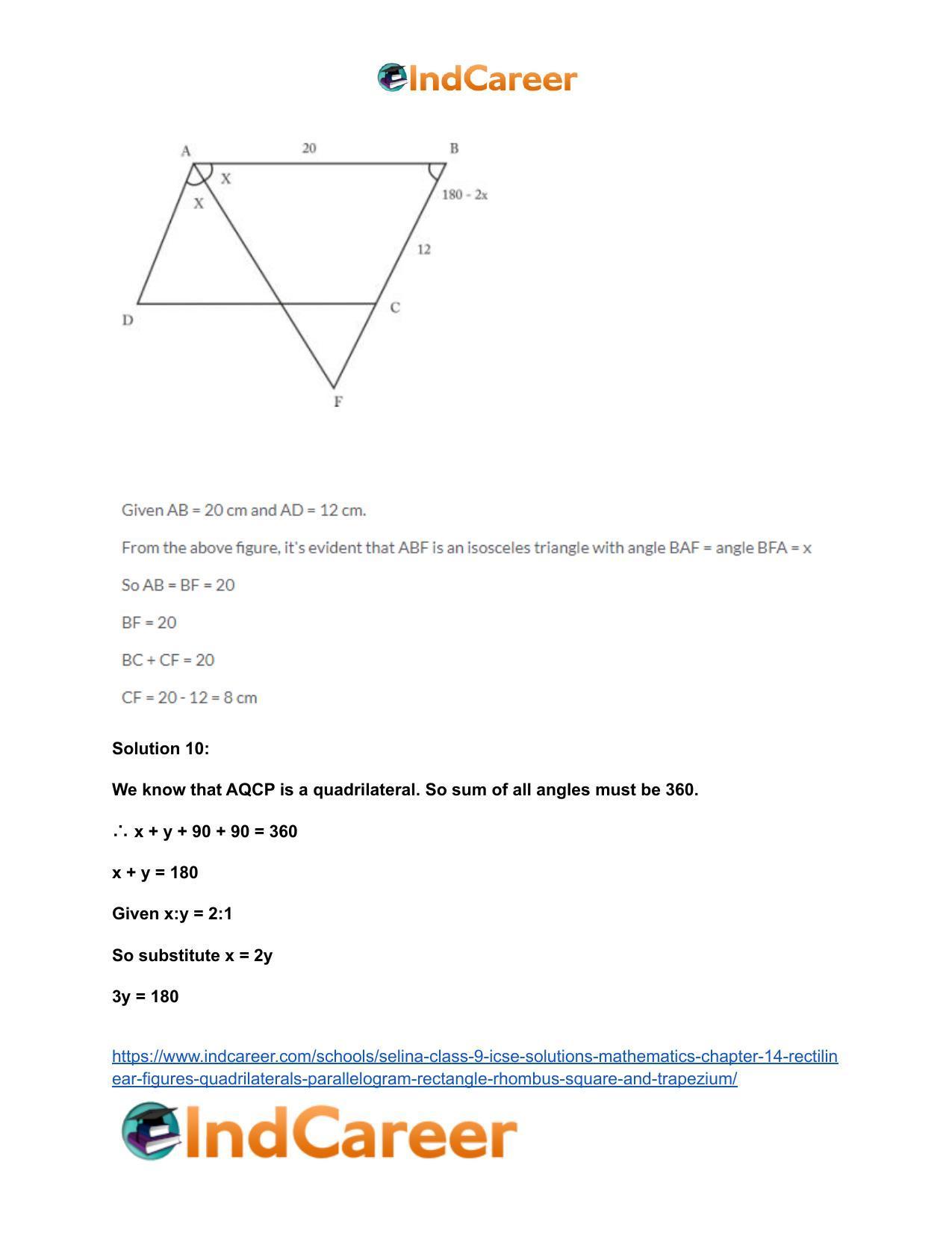 Selina Class 9 ICSE Solutions Mathematics : Chapter 14- Rectilinear Figures [Quadrilaterals: Parallelogram, Rectangle, Rhombus, Square and Trapezium] - Page 23