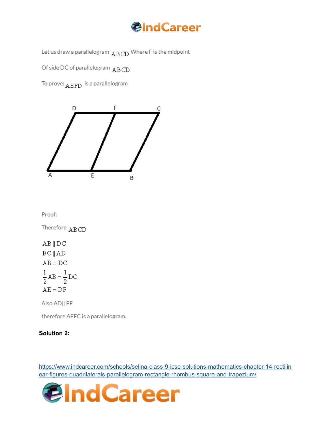 Selina Class 9 ICSE Solutions Mathematics : Chapter 14- Rectilinear Figures [Quadrilaterals: Parallelogram, Rectangle, Rhombus, Square and Trapezium] - Page 25