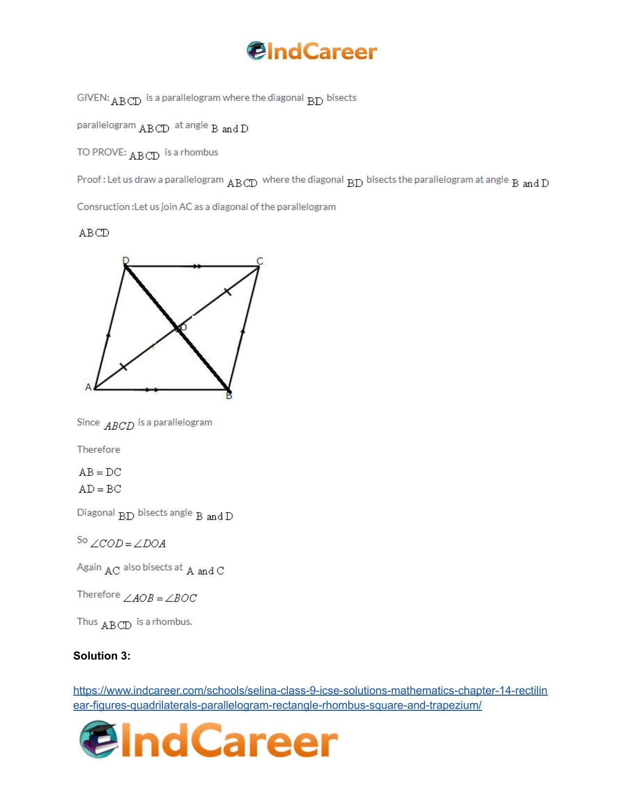 Selina Class 9 ICSE Solutions Mathematics : Chapter 14- Rectilinear Figures [Quadrilaterals: Parallelogram, Rectangle, Rhombus, Square and Trapezium] - Page 26