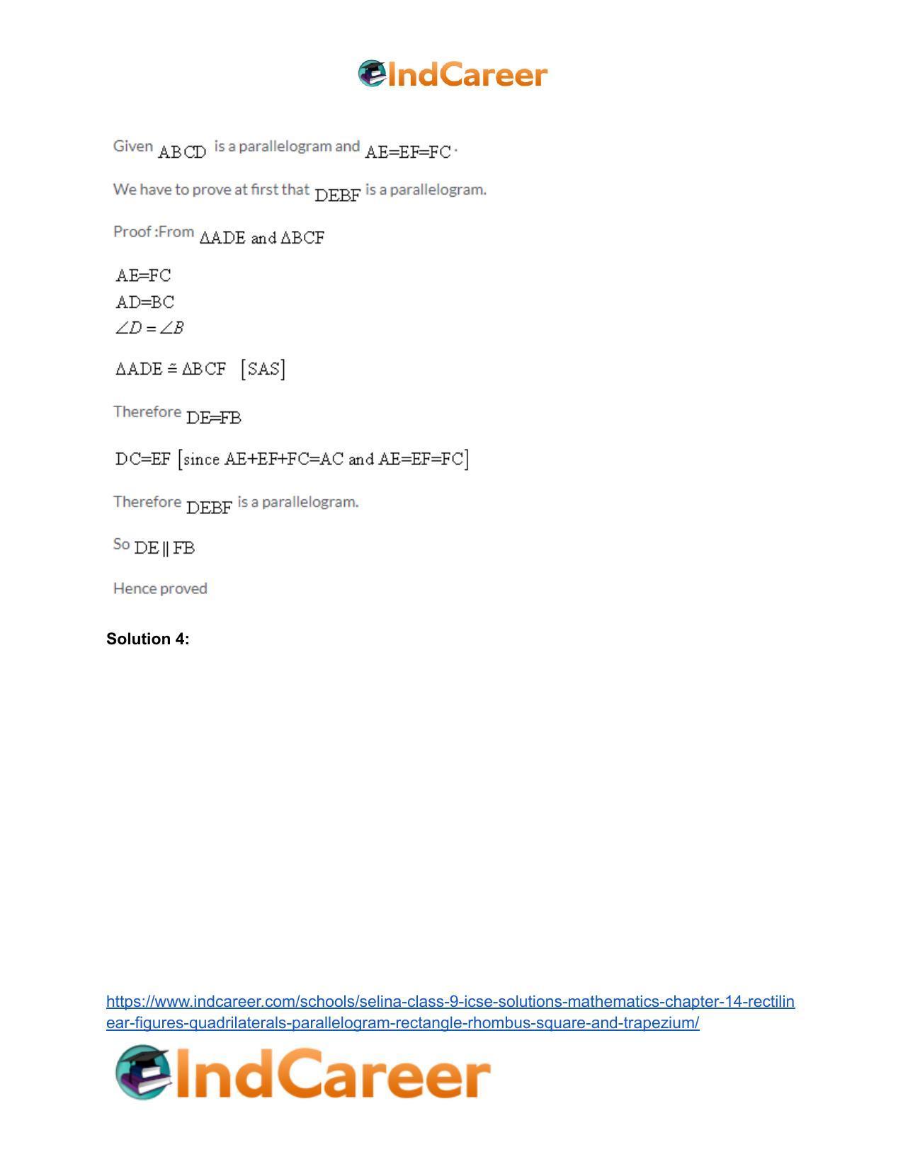 Selina Class 9 ICSE Solutions Mathematics : Chapter 14- Rectilinear Figures [Quadrilaterals: Parallelogram, Rectangle, Rhombus, Square and Trapezium] - Page 27