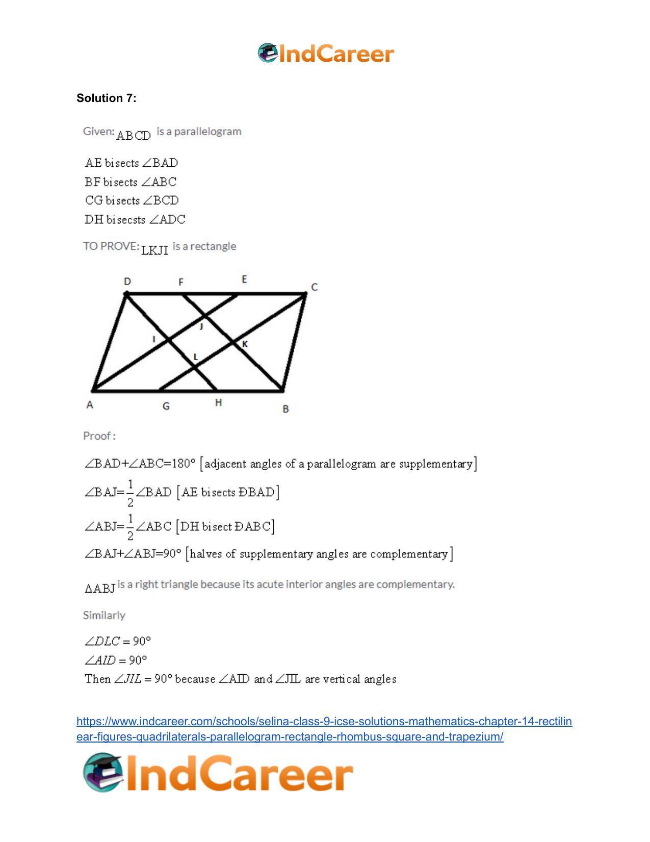Selina Class 9 ICSE Solutions Mathematics : Chapter 14- Rectilinear Figures [Quadrilaterals: Parallelogram, Rectangle, Rhombus, Square and Trapezium] - Page 31