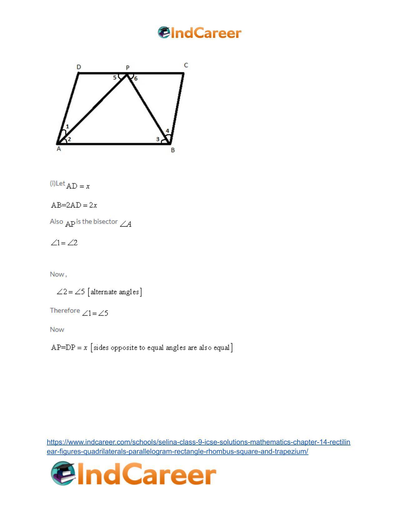 Selina Class 9 ICSE Solutions Mathematics : Chapter 14- Rectilinear Figures [Quadrilaterals: Parallelogram, Rectangle, Rhombus, Square and Trapezium] - Page 34