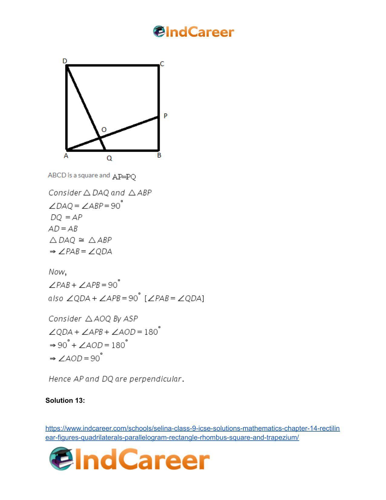 Selina Class 9 ICSE Solutions Mathematics : Chapter 14- Rectilinear Figures [Quadrilaterals: Parallelogram, Rectangle, Rhombus, Square and Trapezium] - Page 38