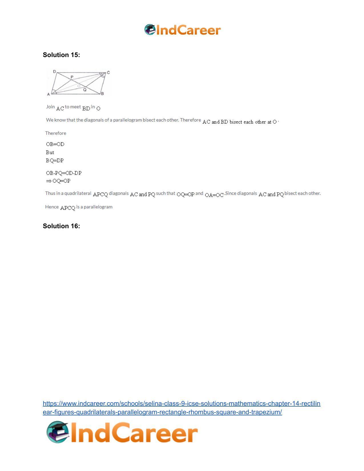 Selina Class 9 ICSE Solutions Mathematics : Chapter 14- Rectilinear Figures [Quadrilaterals: Parallelogram, Rectangle, Rhombus, Square and Trapezium] - Page 42