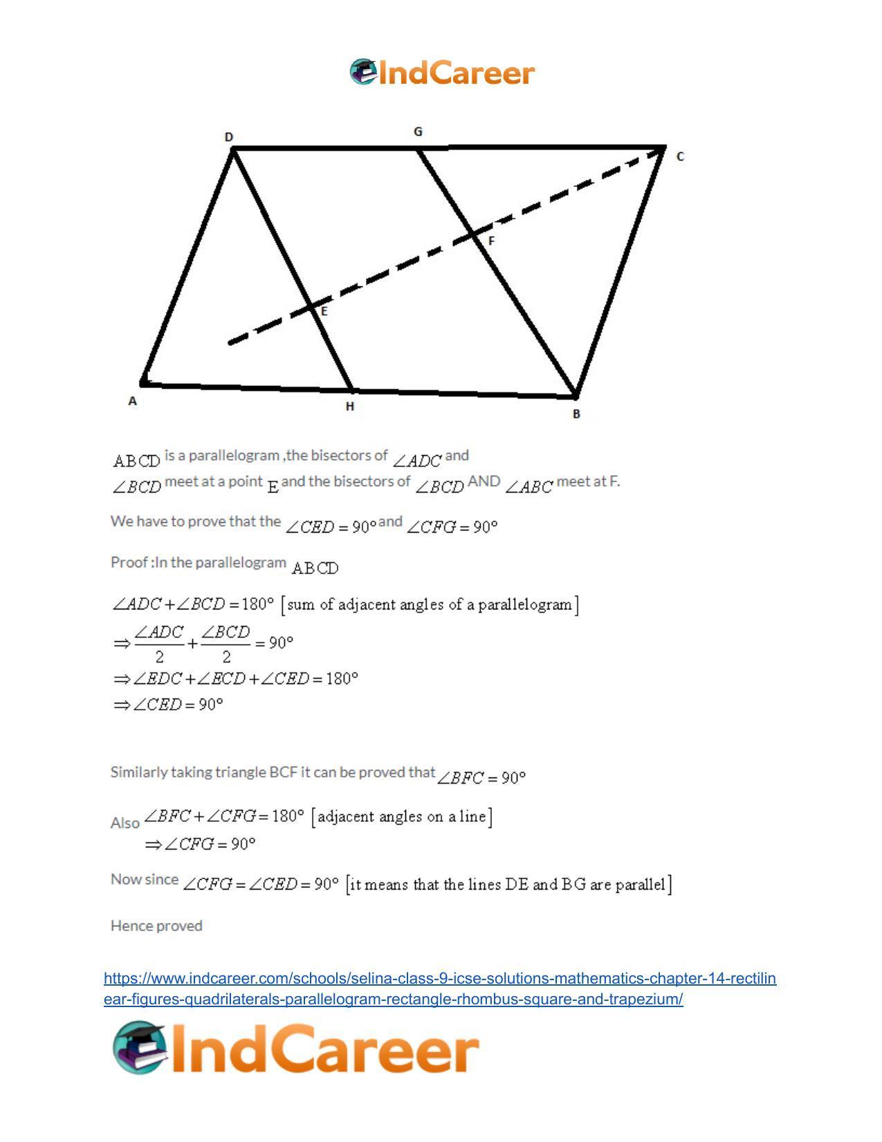 Selina Class 9 ICSE Solutions Mathematics : Chapter 14- Rectilinear Figures [Quadrilaterals: Parallelogram, Rectangle, Rhombus, Square and Trapezium] - Page 43