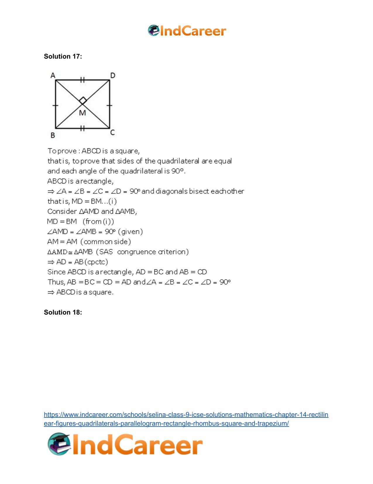 Selina Class 9 ICSE Solutions Mathematics : Chapter 14- Rectilinear Figures [Quadrilaterals: Parallelogram, Rectangle, Rhombus, Square and Trapezium] - Page 44