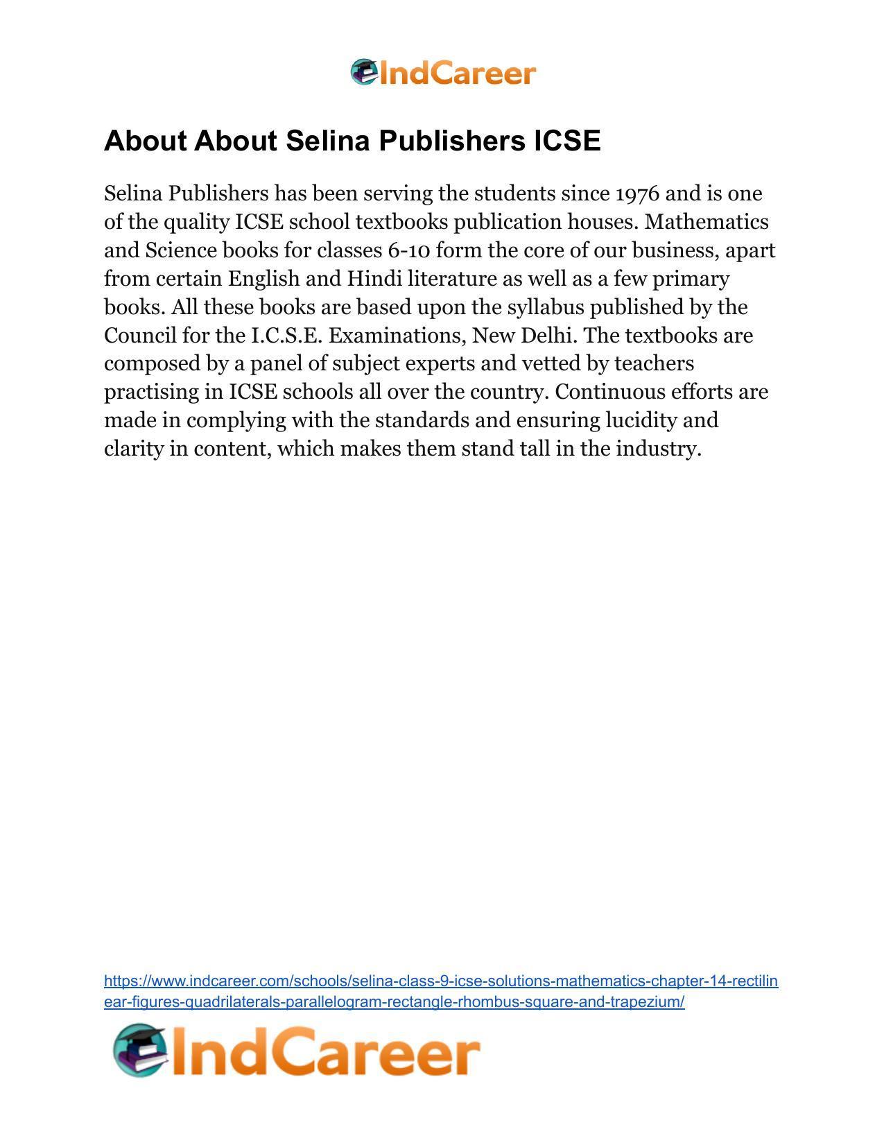Selina Class 9 ICSE Solutions Mathematics : Chapter 14- Rectilinear Figures [Quadrilaterals: Parallelogram, Rectangle, Rhombus, Square and Trapezium] - Page 50