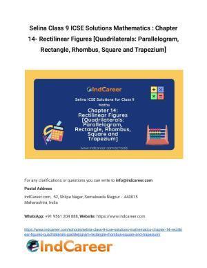 Selina Class 9 ICSE Solutions Mathematics : Chapter 14- Rectilinear Figures [Quadrilaterals: Parallelogram, Rectangle, Rhombus, Square and Trapezium]