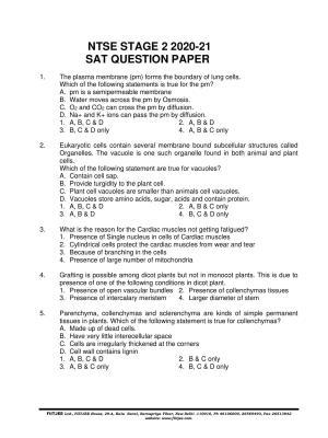 NTSE 2020-21 (Stage II) SAT Paper with Solution (FITJEE)