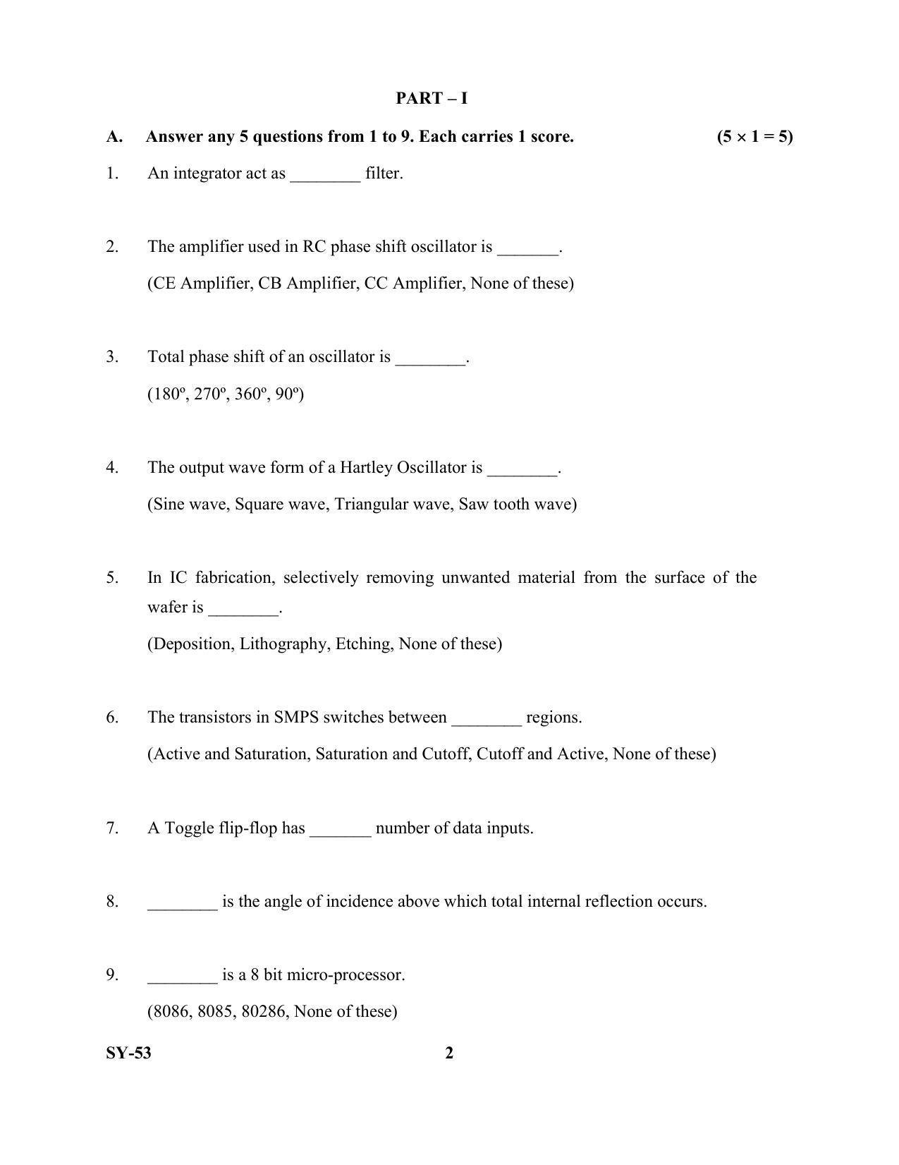 Kerala Plus Two Question Paper 2022 - Electronic Systems - Page 2