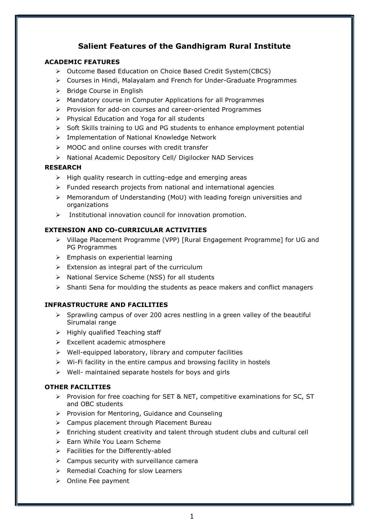 Gandhigram Rural University, Dindigul Prospectus 2022-23 - Page 2